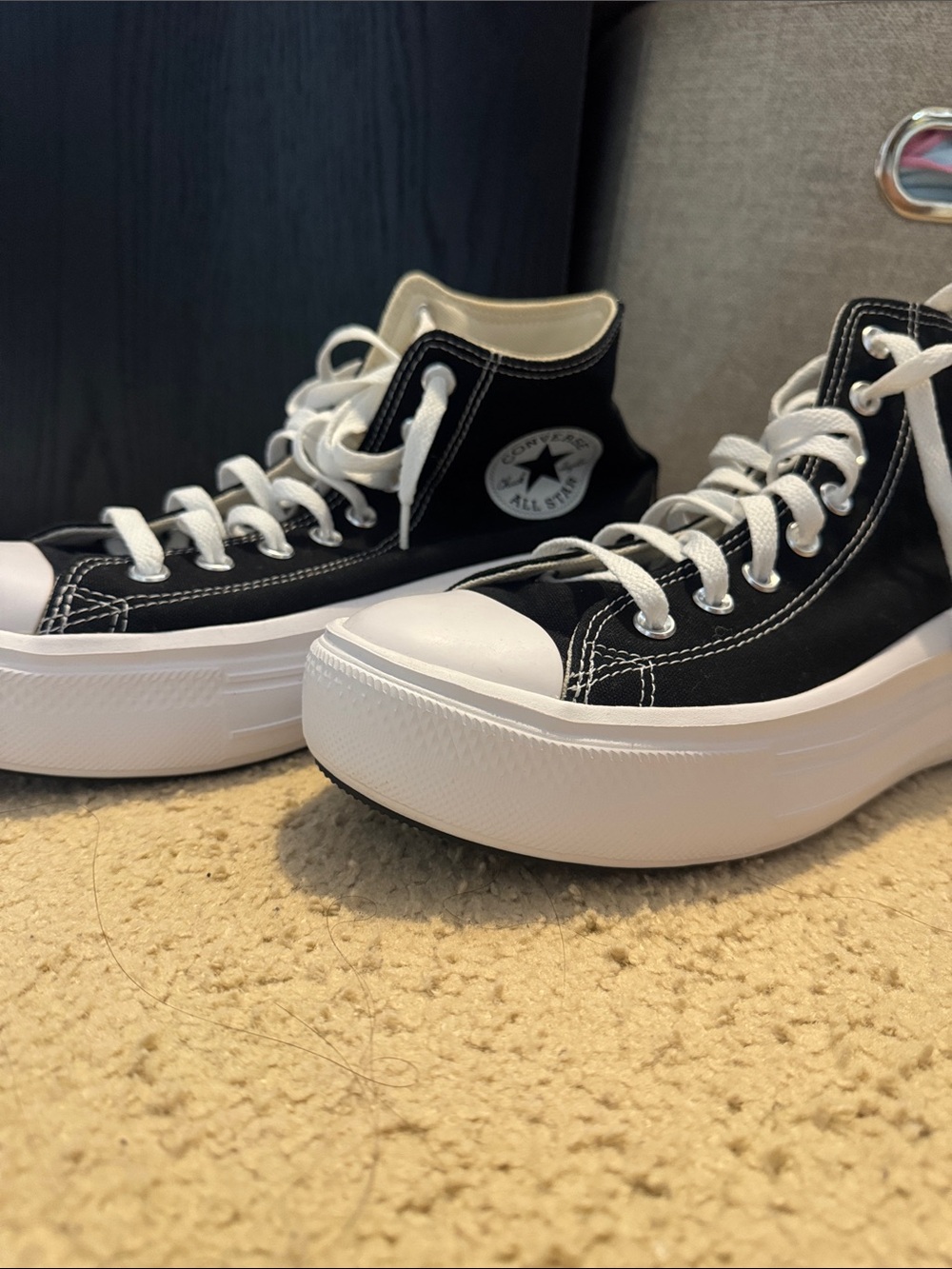 Converse Black and White High-Top Platform Sneakers